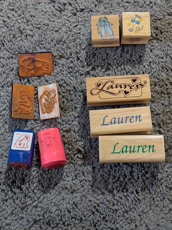Assorted Other - Vintage 1992-95 Lot of Rubber Wood Stamp Collection Assorted Designs Shapes